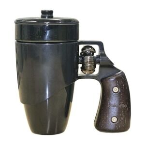 🔥 Pukomc Revolver Coffee Mug w/‎ Lid Black Novelty Cup EUC Retro Gift 🎯☕